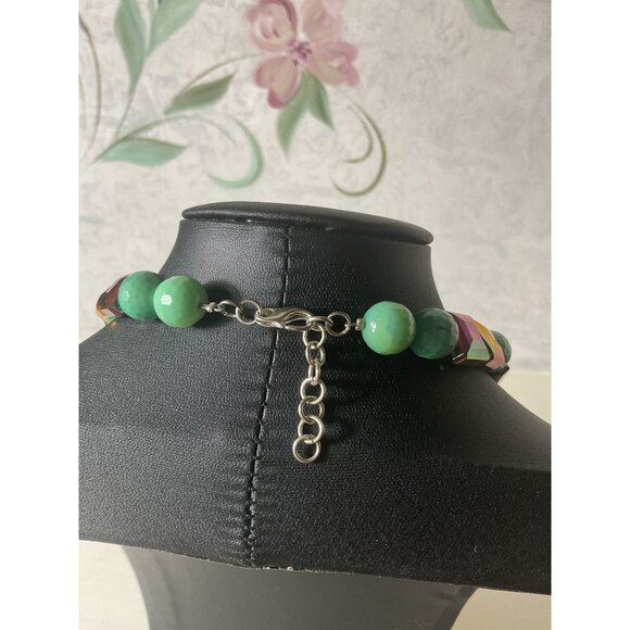 Colorful Beaded Necklace With Multi Color Iridescent Beads - Picture 4 of 4